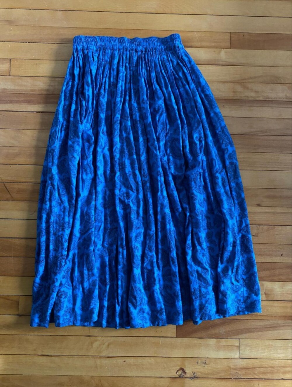 Vintage Boho Blue Paisley Maxi Skirt